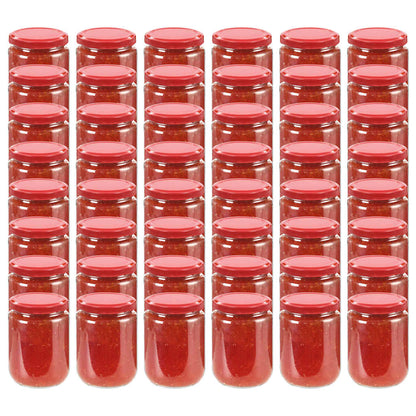 vidaXL Glass Jam Jars with Red Lid 48 pcs 230 ml 1