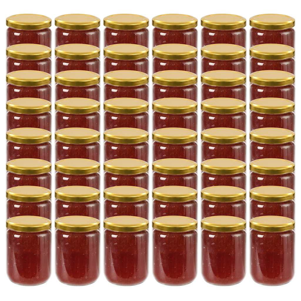 vidaXL Glass Jam Jars with Gold Lid 48 pcs 230 ml 1