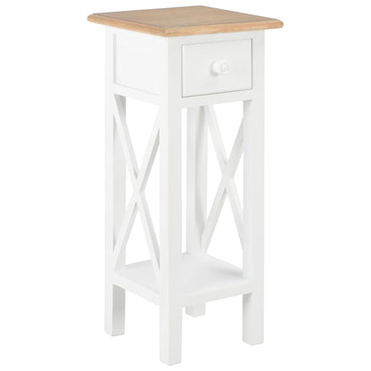 vidaXL Telephone Table | White, Brown | MDF, Pinewood | 27x27x65.5 cm | Storage 1