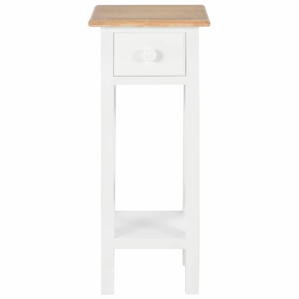 vidaXL Telephone Table | White, Brown | MDF, Pinewood | 27x27x65.5 cm | Storage 3