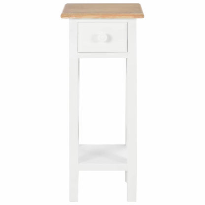 vidaXL Telephone Table | White, Brown | MDF, Pinewood | 27x27x65.5 cm | Storage 3