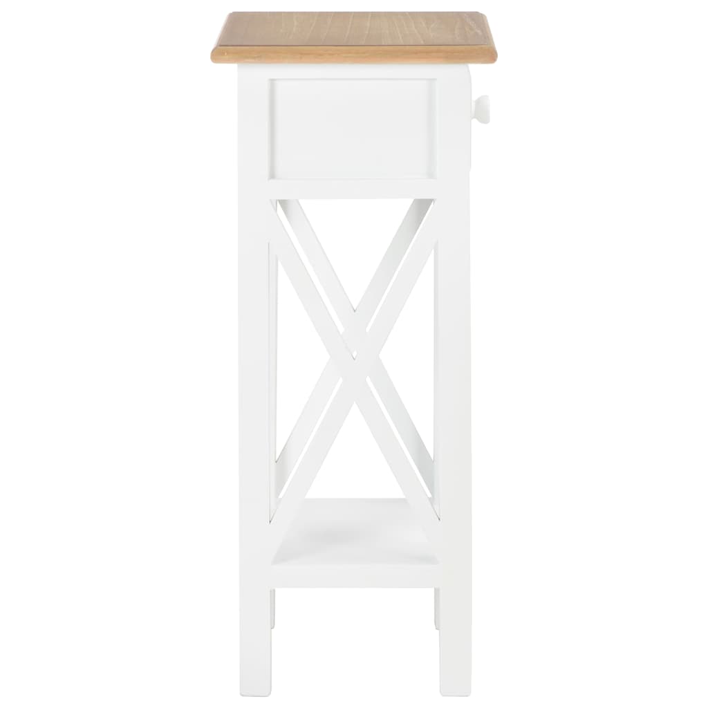 vidaXL Telephone Table | White, Brown | MDF, Pinewood | 27x27x65.5 cm | Storage 4