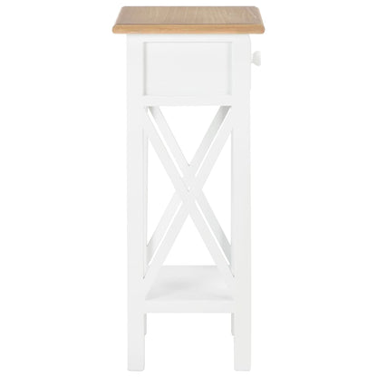vidaXL Telephone Table | White, Brown | MDF, Pinewood | 27x27x65.5 cm | Storage 4