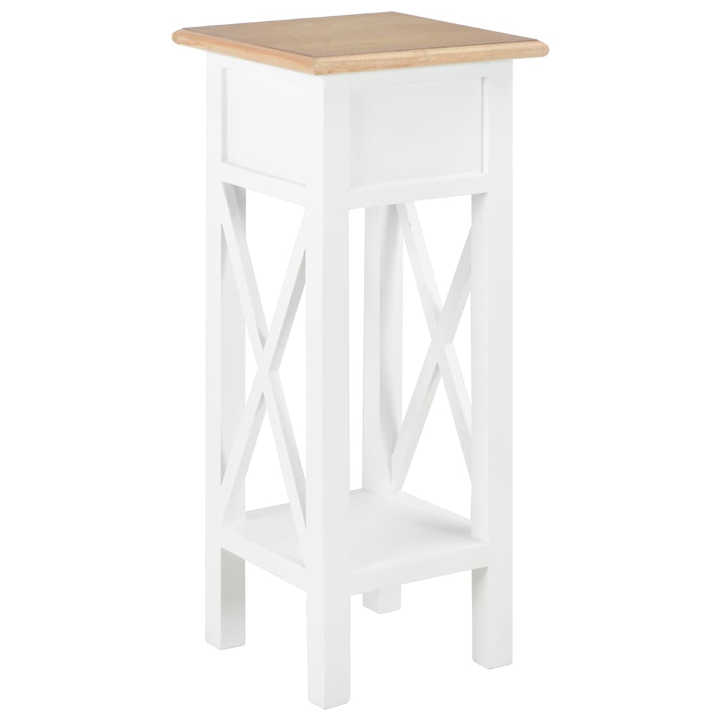 vidaXL Telephone Table | White, Brown | MDF, Pinewood | 27x27x65.5 cm | Storage 5