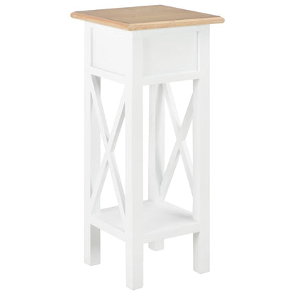vidaXL Telephone Table | White, Brown | MDF, Pinewood | 27x27x65.5 cm | Storage 5