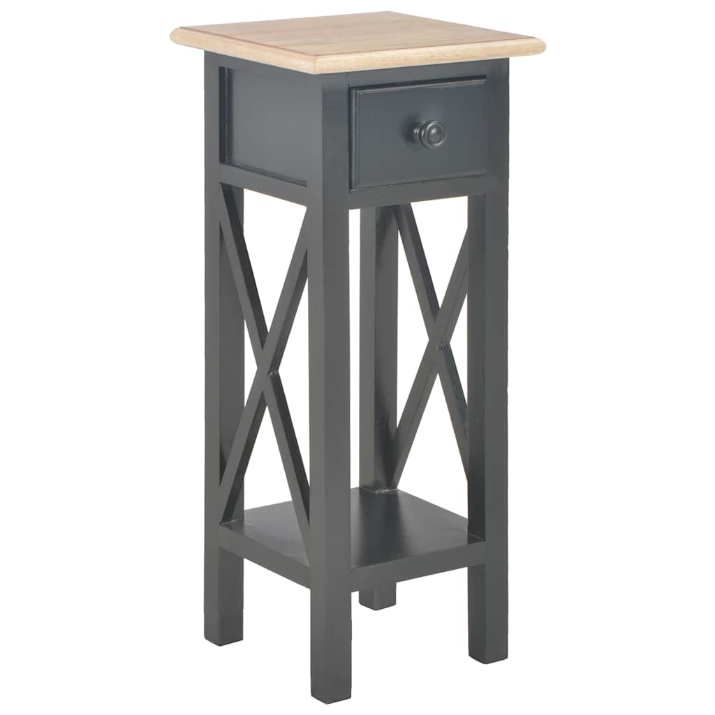 vidaXL Telephone Table | Black and Brown | MDF and Pinewood | Compact 1