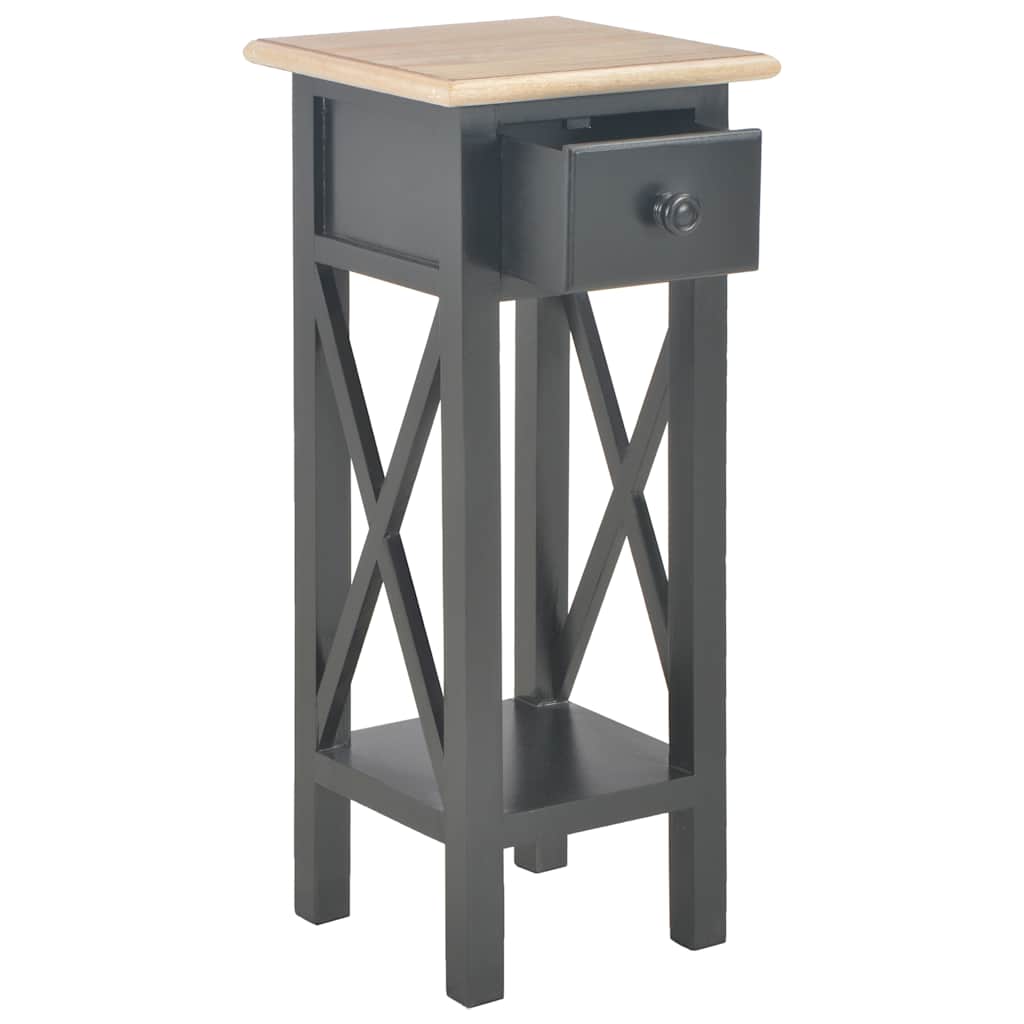 vidaXL Telephone Table | Black and Brown | MDF and Pinewood | Compact 2