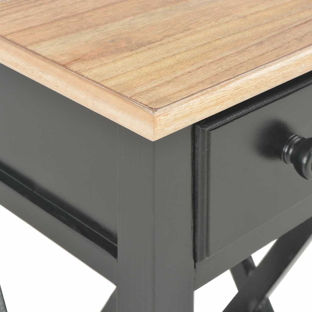 vidaXL Telephone Table | Black and Brown | MDF and Pinewood | Compact 6