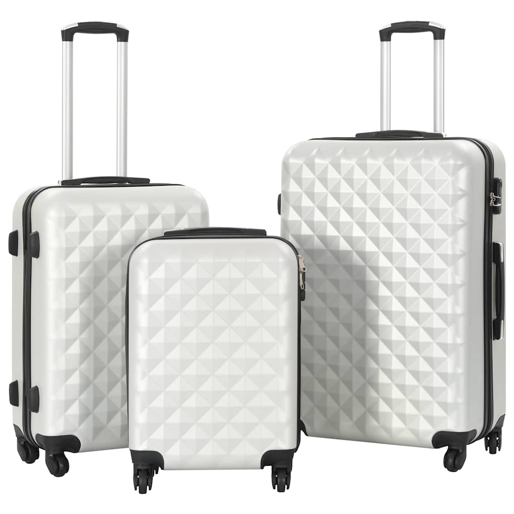 91887 vidaXL Hardcase Trolley Set 3 pcs Bright Silver ABS 1