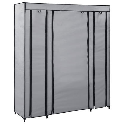 vidaXL Wardrobe with Compartments and Rods Grey 150x45x176 cm Fabric 1