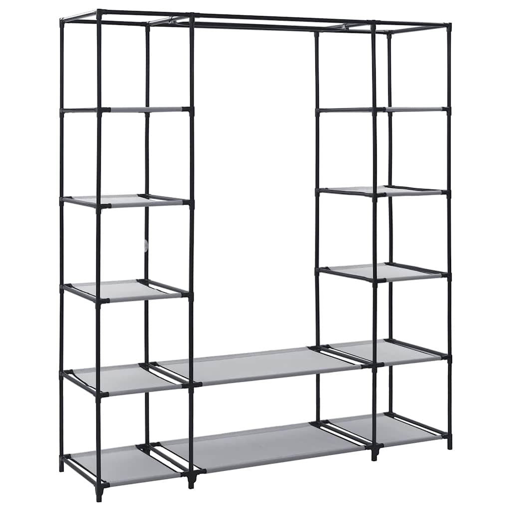 vidaXL Wardrobe with Compartments and Rods Grey 150x45x176 cm Fabric 3