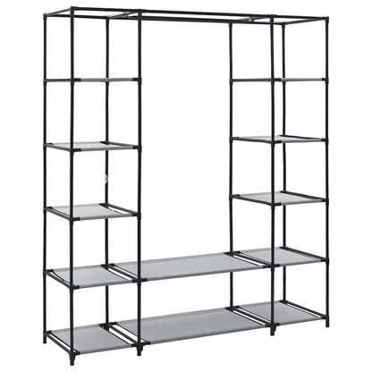 vidaXL Wardrobe with Compartments and Rods Grey 150x45x176 cm Fabric 3