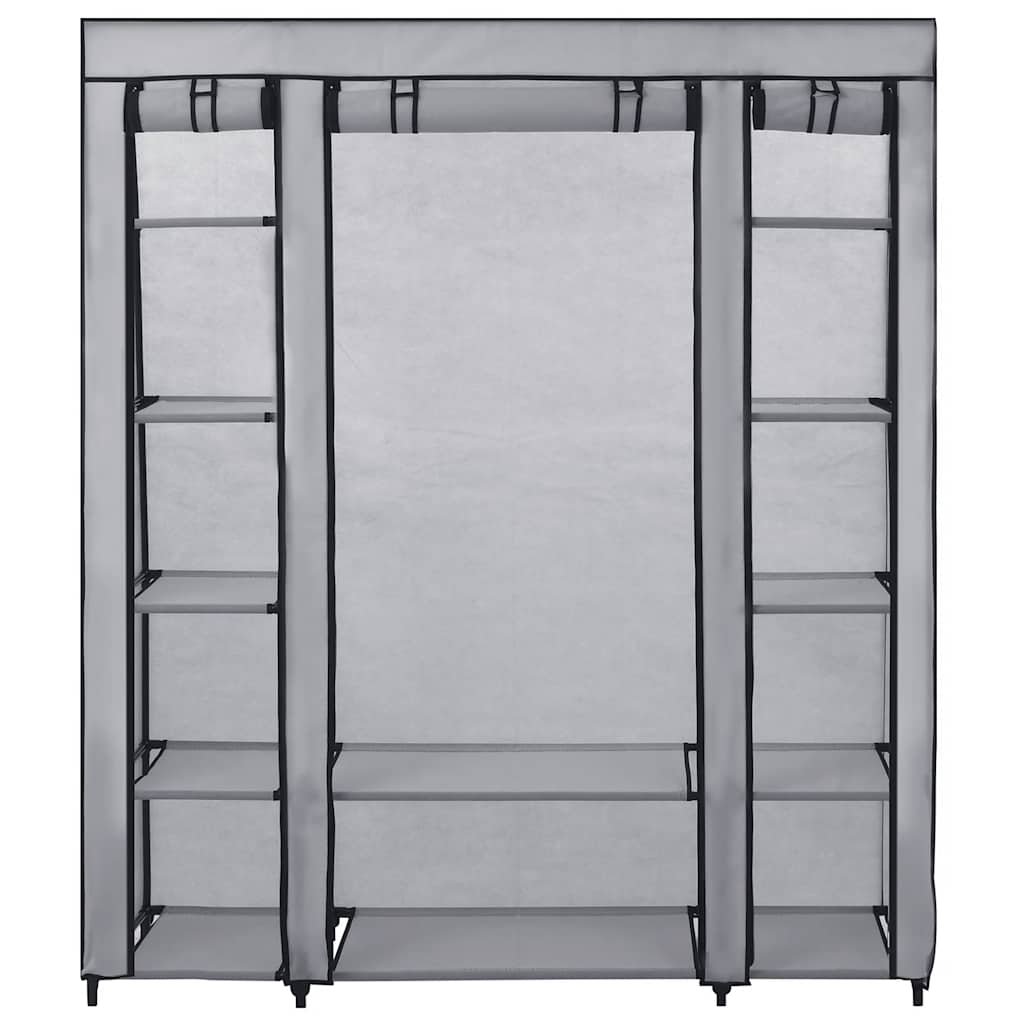 vidaXL Wardrobe with Compartments and Rods Grey 150x45x176 cm Fabric 4