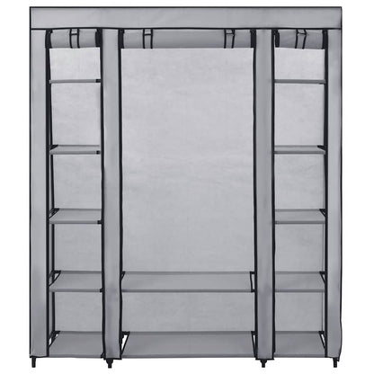 vidaXL Wardrobe with Compartments and Rods Grey 150x45x176 cm Fabric 4