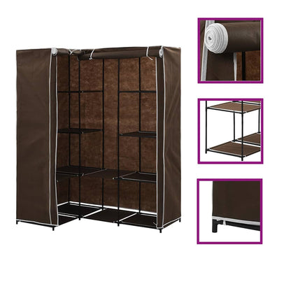 vidaXL Wardrobe | Brown | Iron tube | 130 x 87 x 169 cm | Wardrobe | Rectangular 1