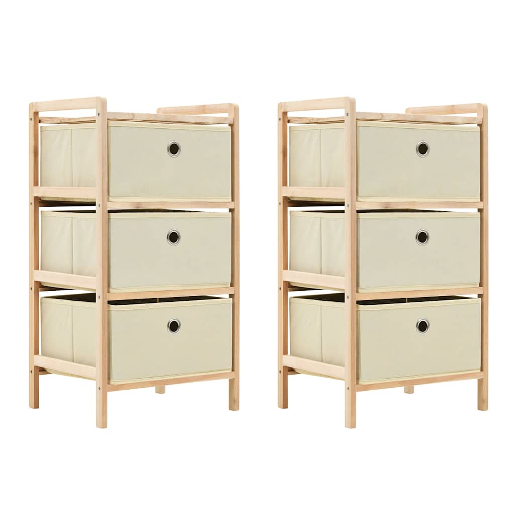 Storage Rack with Fabric Baskets Cedar Wood Beige 3