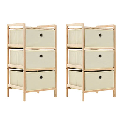 Storage Rack with Fabric Baskets Cedar Wood Beige 3
