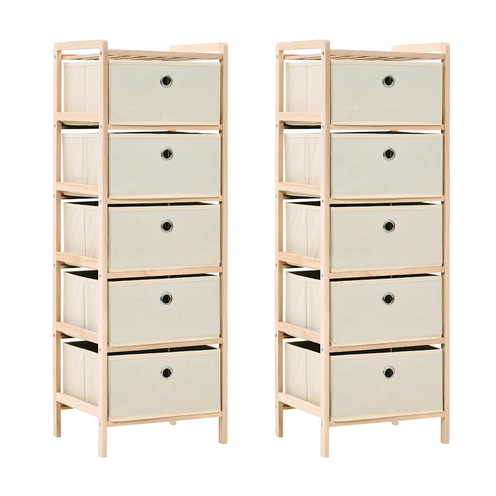 Storage Rack with Fabric Baskets Cedar Wood Beige 5