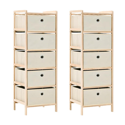 Storage Rack with Fabric Baskets Cedar Wood Beige 5