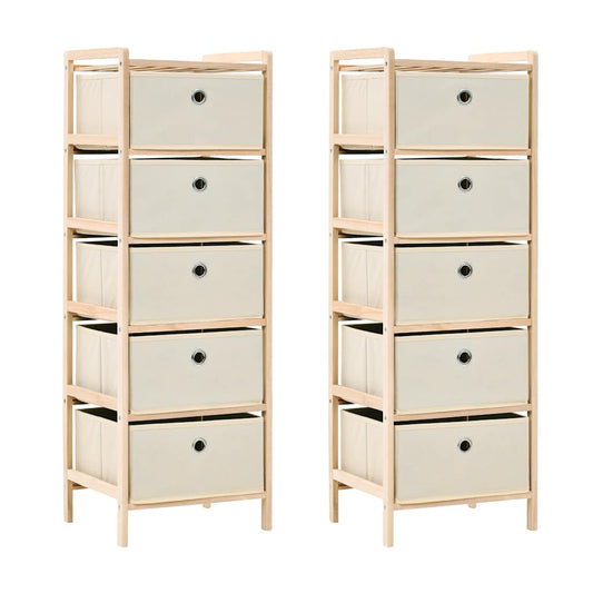Storage Rack with Fabric Baskets Cedar Wood Beige 5