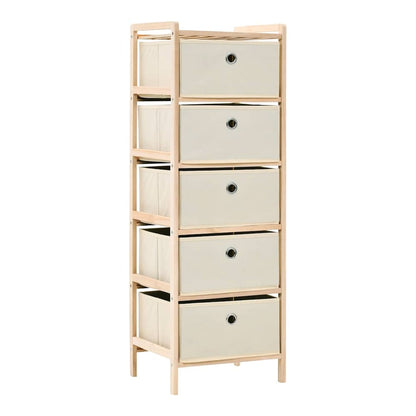 Storage Rack with Fabric Baskets Cedar Wood Beige 5