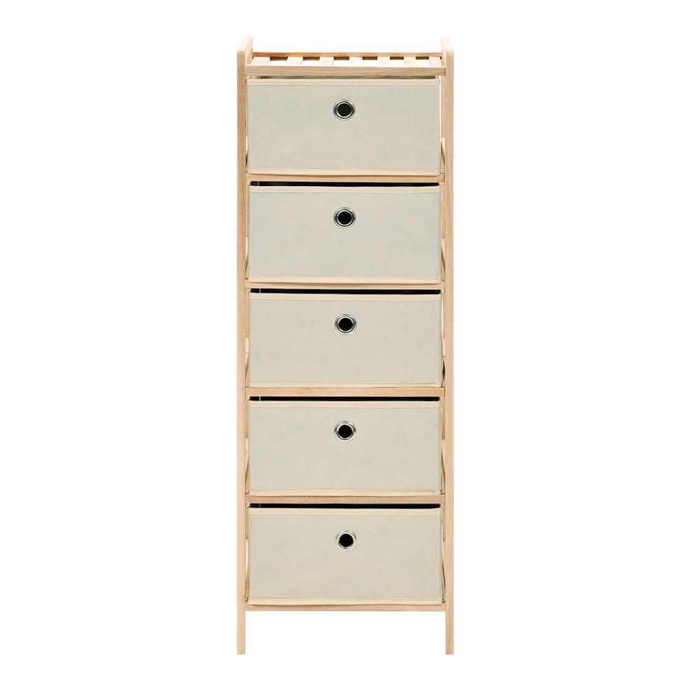 Storage Rack with Fabric Baskets Cedar Wood Beige 5