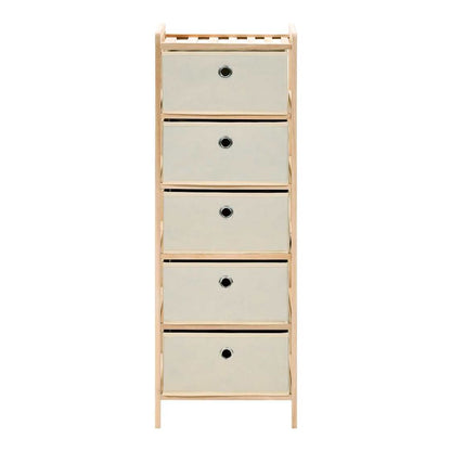 Storage Rack with Fabric Baskets Cedar Wood Beige 5