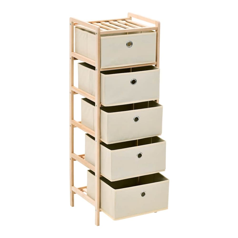 Storage Rack with Fabric Baskets Cedar Wood Beige 5