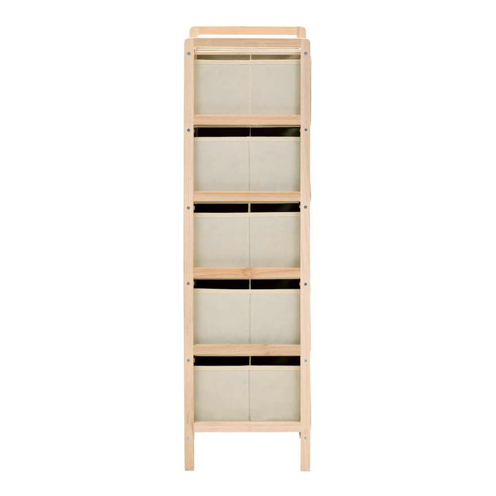 Storage Rack with Fabric Baskets Cedar Wood Beige 5