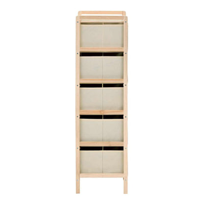 Storage Rack with Fabric Baskets Cedar Wood Beige 5