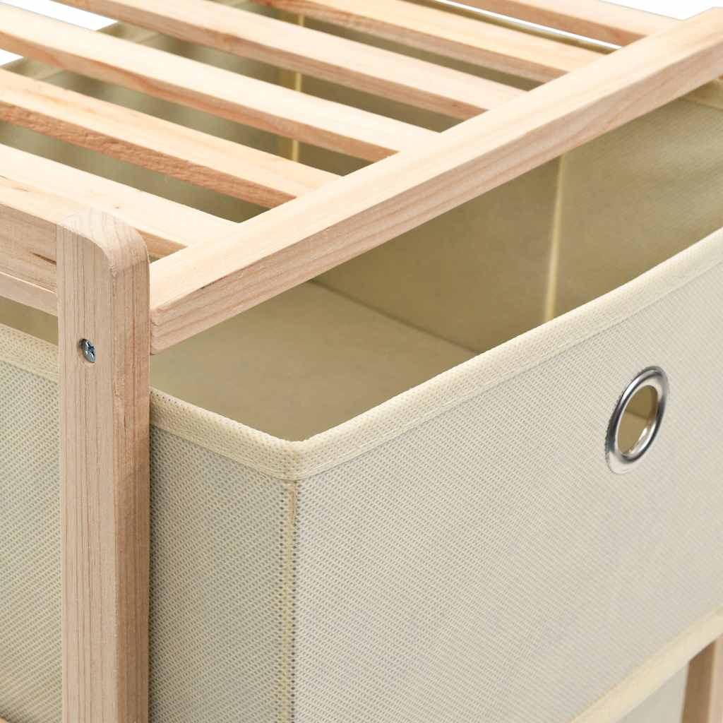 Storage Rack with Fabric Baskets Cedar Wood Beige 5