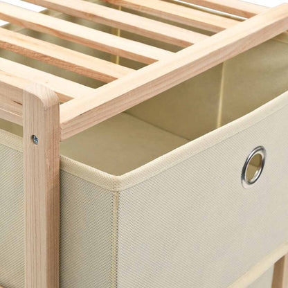 Storage Rack with Fabric Baskets Cedar Wood Beige 5