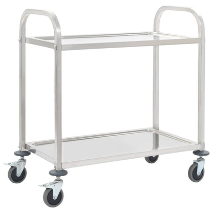 vidaXL 2-Tier Kitchen Trolley 95x45x83.5 cm Stainless Steel 1
