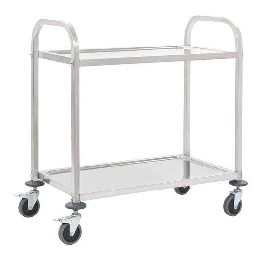 2-Tier Kitchen Trolley 95x45x83.5 cm Stainless Steel 2 tiers
