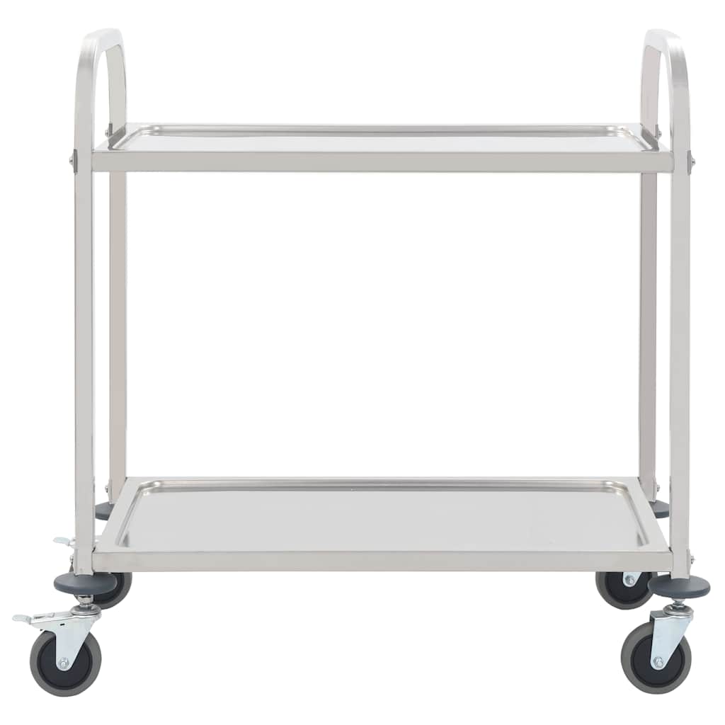 vidaXL 2-Tier Kitchen Trolley 95x45x83.5 cm Stainless Steel 2