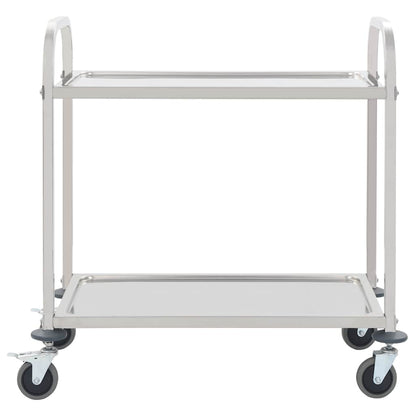 vidaXL 2-Tier Kitchen Trolley 95x45x83.5 cm Stainless Steel 2