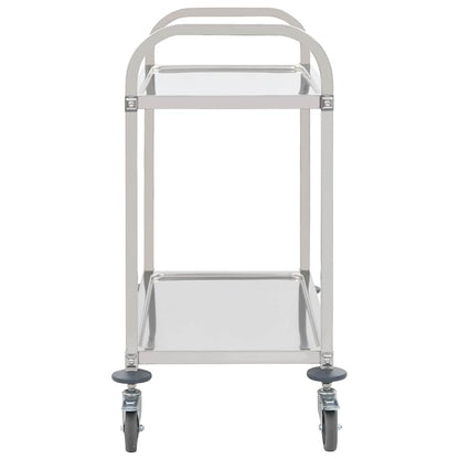 vidaXL 2-Tier Kitchen Trolley 95x45x83.5 cm Stainless Steel 3