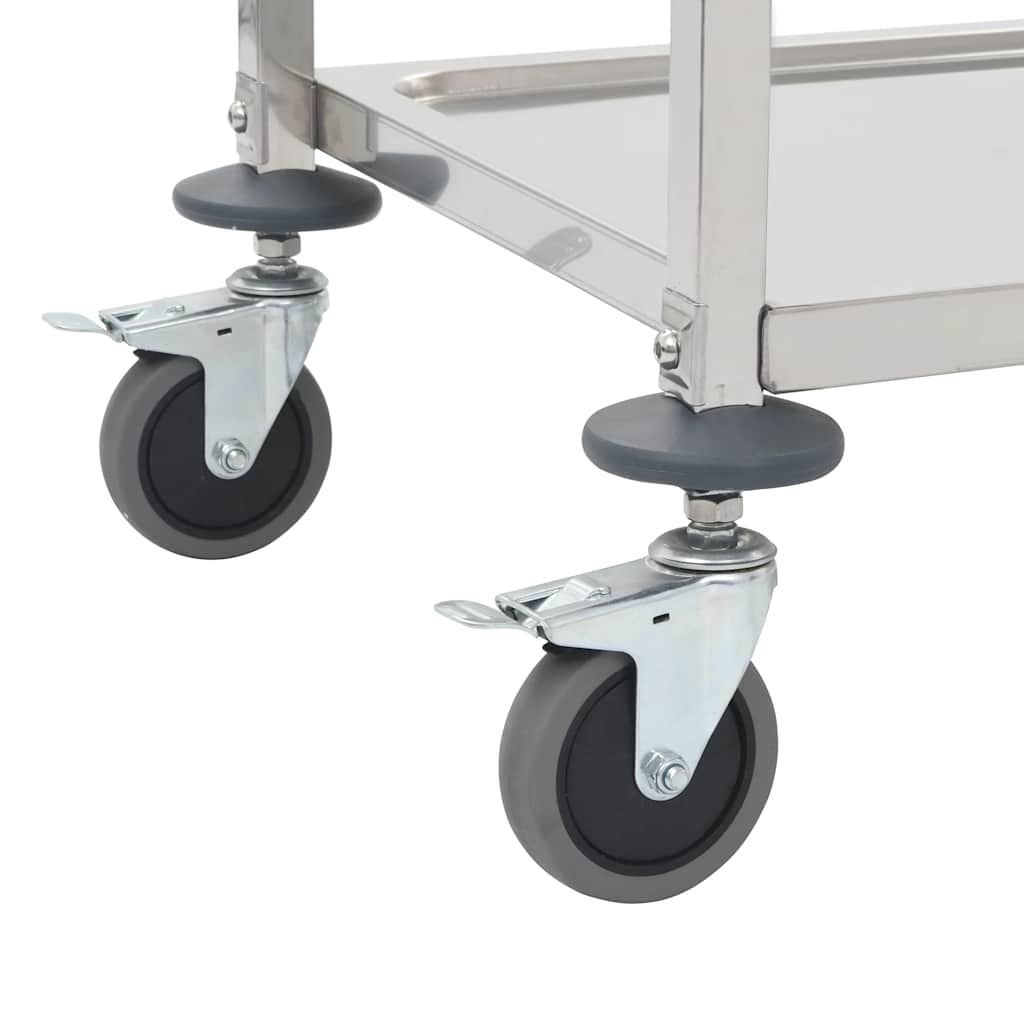 vidaXL 2-Tier Kitchen Trolley 95x45x83.5 cm Stainless Steel 5