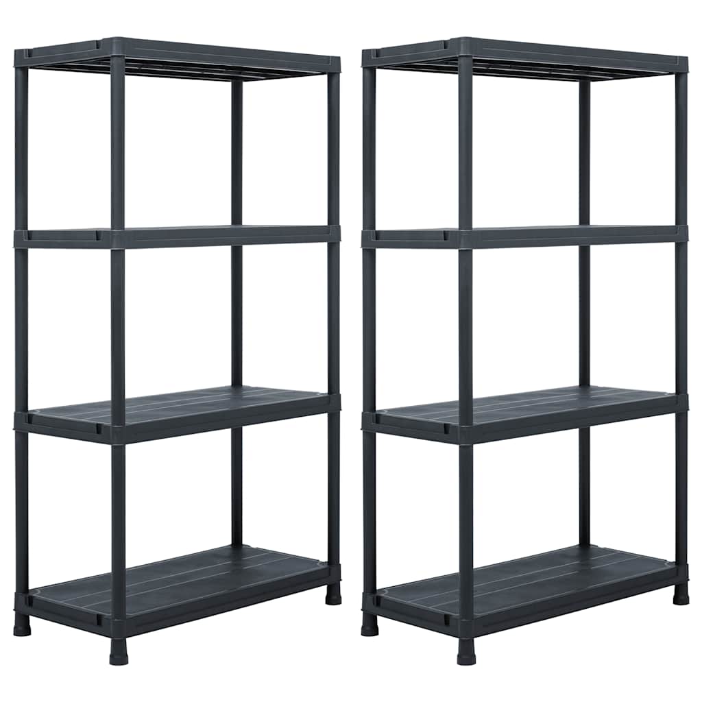 vidaXL Storage Shelf Racks 2 pcs Black 60x30x138 cm Plastic 1