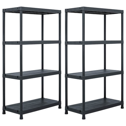 vidaXL Storage Shelf Racks 2 pcs Black 60x30x138 cm Plastic 1
