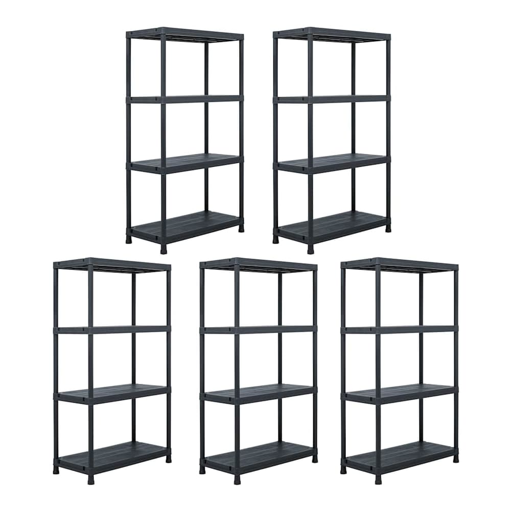 Storage Shelf Racks Black Plastic Height 138 cm 60 cm 30 cm 5