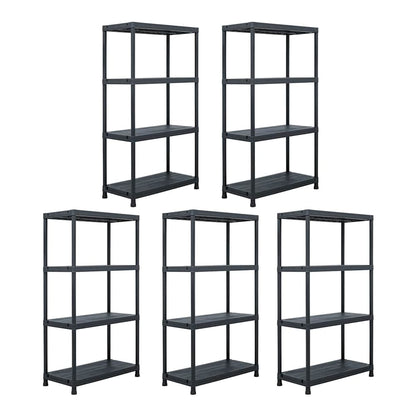 Storage Shelf Racks Black Plastic Height 138 cm 60 cm 30 cm 5