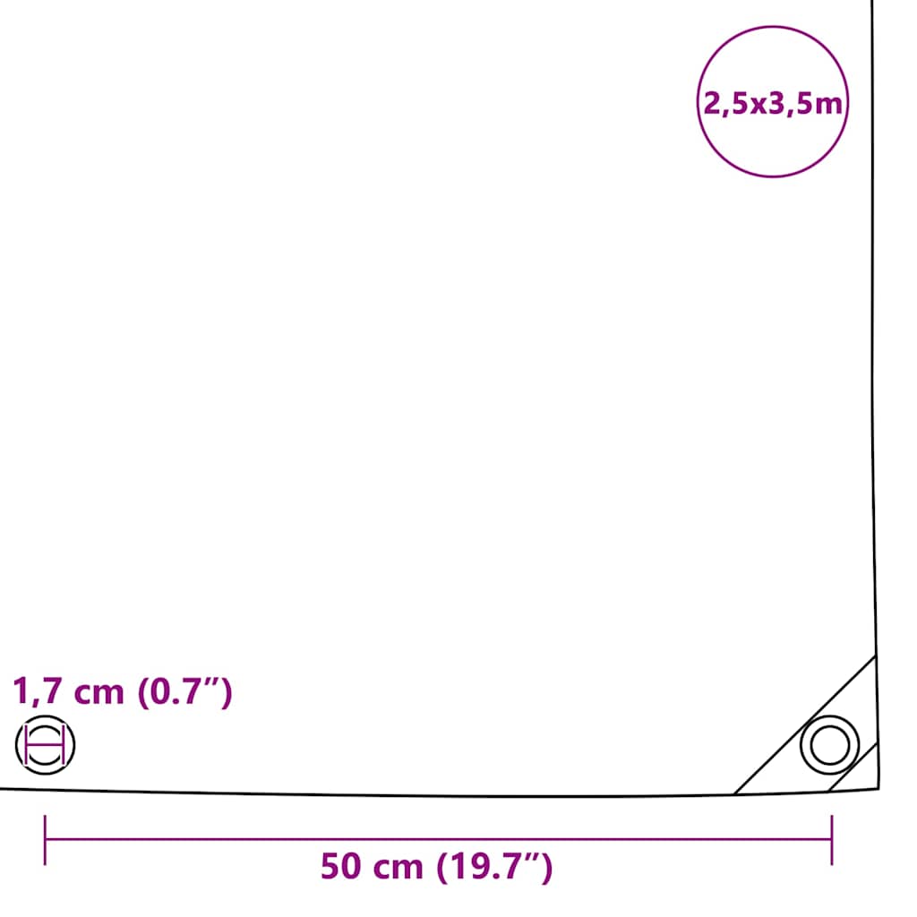 vidaXL Tarpaulins Grey 2.5 x 3.5 m Canvas with PVC Coating 6