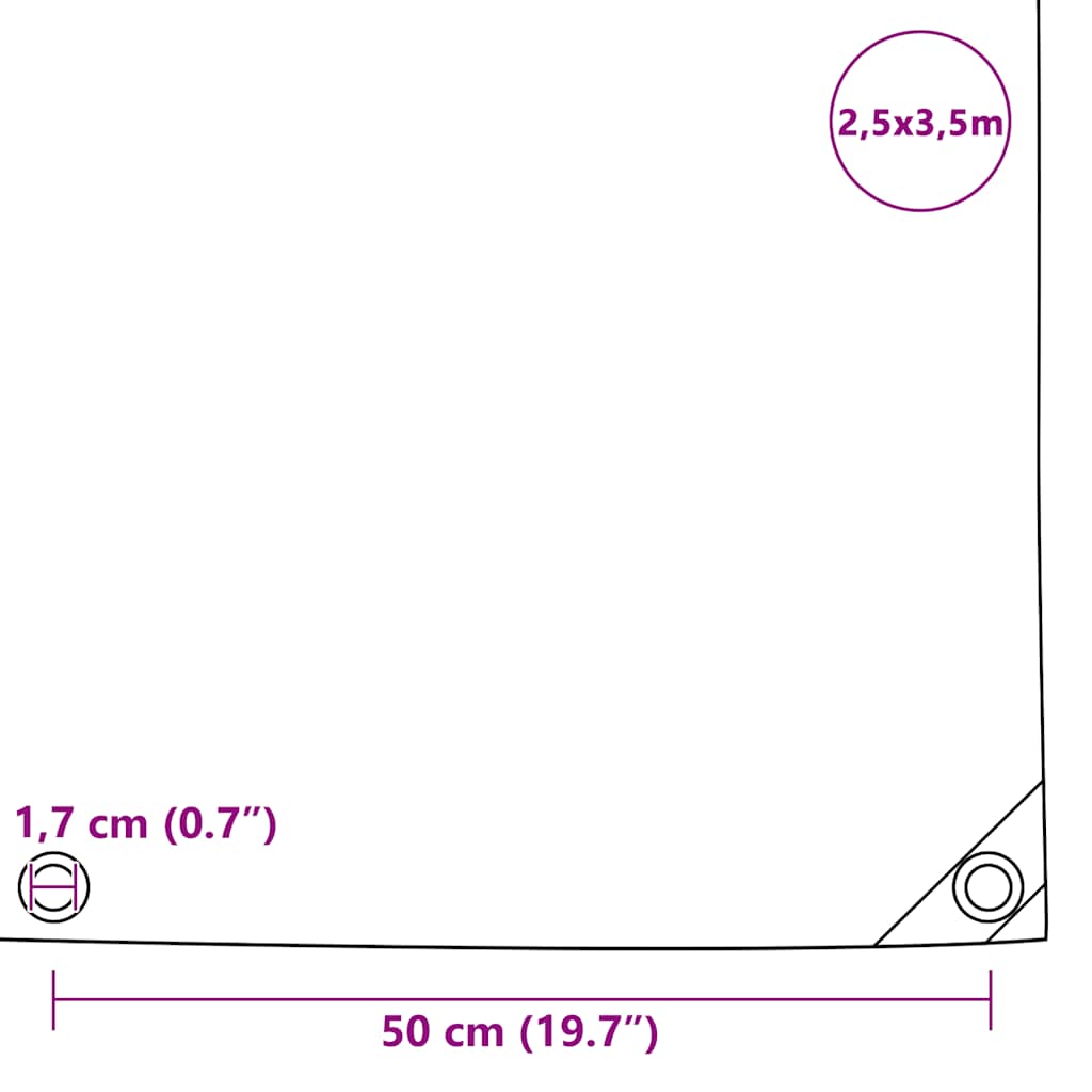 vidaXL Tarpaulins Green 2.5 x 3.5 m Canvas with PVC Coating 6