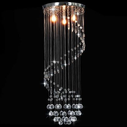 281577 vidaXL Ceiling Lamp with Crystal Beads Silver Spiral G9 2