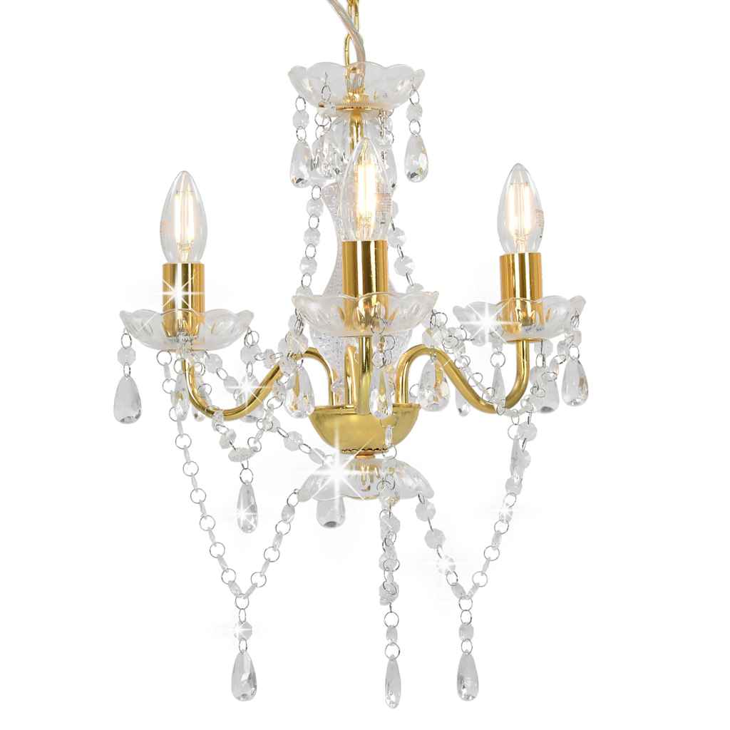 vidaXL Chandelier | Golden (lamp base) + transparent (beads) 1