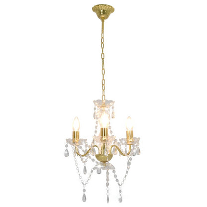vidaXL Chandelier | Golden (lamp base) + transparent (beads) 2