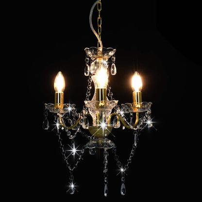 vidaXL Chandelier | Golden (lamp base) + transparent (beads) 4