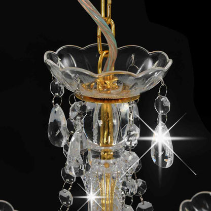 vidaXL Chandelier | Golden (lamp base) + transparent (beads) 5
