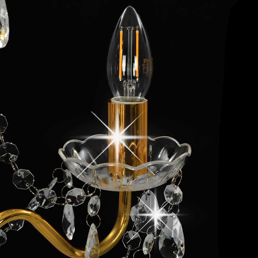 vidaXL Chandelier | Golden (lamp base) + transparent (beads) 6